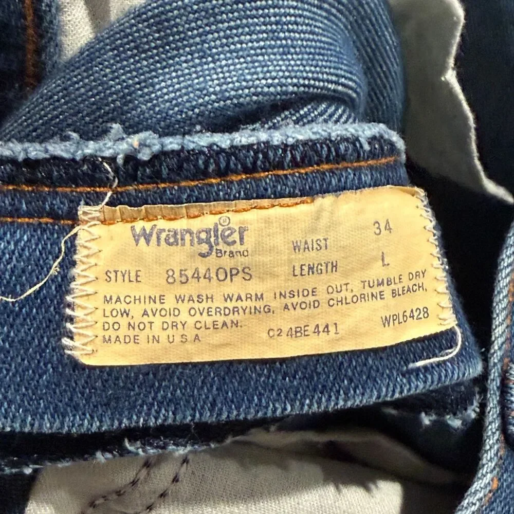 Vintage 70s Wrangler Bootcut Jean Men's Size 32x31 Blue Talon Zipper 8544OPS